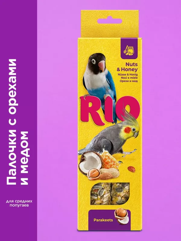 Rio 0,075кг*2шт палочки для средних попугаев с медом и орехами