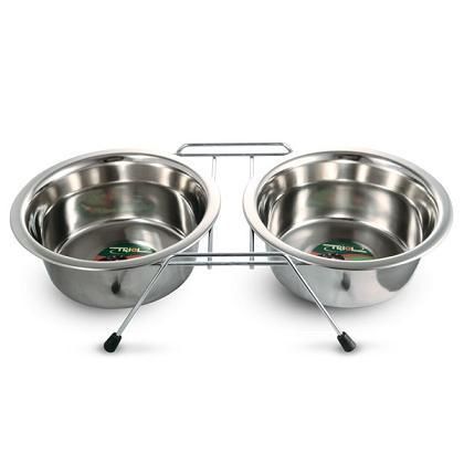 Комплект (Triol) 9002 подставка + миски металл 2*0.4л