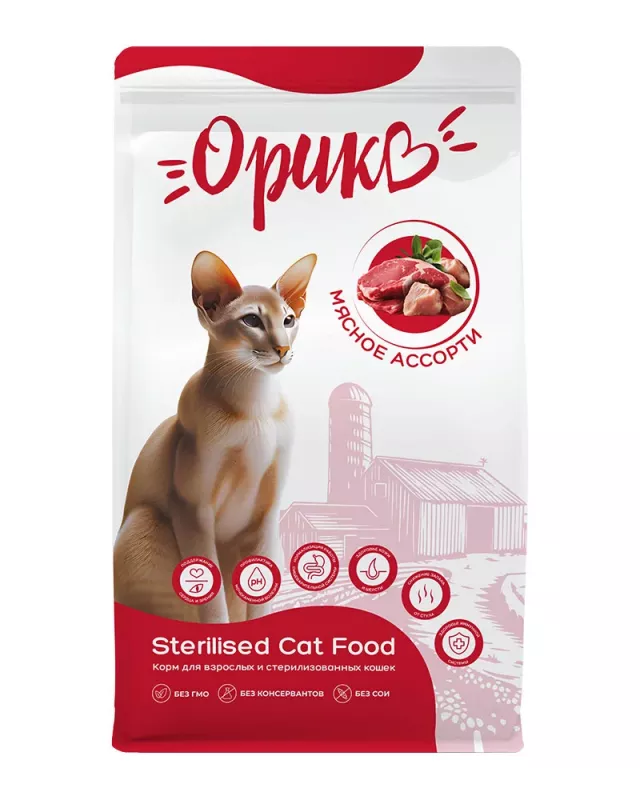 Орико 10кг мясное ассорти корм для стерилизованных кошек (408047)
