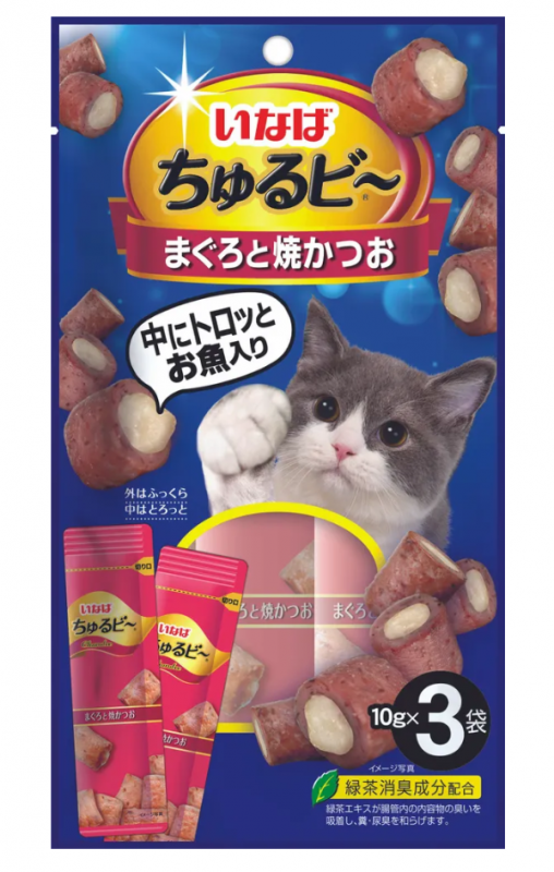 INABA CIAO Churu Bee  3*0,01кг RU1501 Запеченные трубочки для кошек Микс Тунцов
