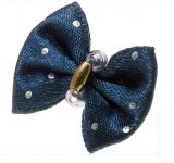 Бантик (V.I.Pet) 2-22-017 17 голубой в черный горошек + синие бусинки, (пара)