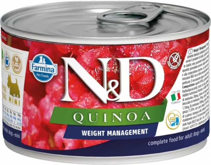 Farmina (Фармина) N&D 0,14кг DOG QUINOA WEIGHT MANAGEMENT MINI с киноа, для контроля веса собакам мини пород