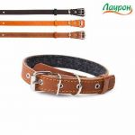 Ошейник (Лаурон) 20мм, 31-43см 2 слоя (кожа+фетр) неукрашенный