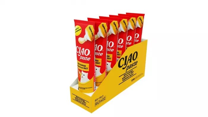 Inaba CIAO Paste 0,08кг RU1402 Паста для кошек для вывода шерсти из ЖКТ Куриное филе