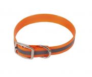 Ошейник (Каскад) из биотана со светоотражающей полосой шир. 20мм, обх. шеи. 30-40см, оранжевый