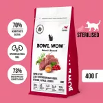 Bowl Wow 0,4кг с ягненком, курицей и клюквой сухой для стерилизованных кошек (663102)