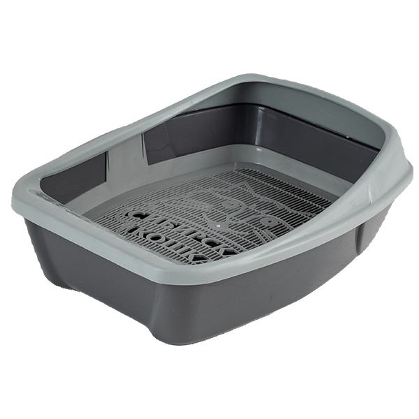 Туалет Сибирская кошка Евро глубокий с бортиком и сеткой (44х32х16) телегрей