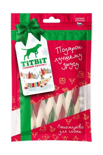 TiTBiT 0,08кг твистер рождественский лакомство для собак (Новогодняя коллекция)