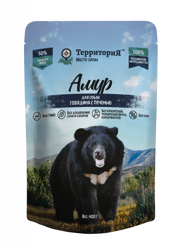 ТерриториЯ Амур 0,4кг Говядина с печенью влажный корм для собак