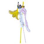 Дразнилка (Wogy) Зверохвостик меховая с колокольчиком на палочке l=45см с декором для кошек, 25/7х4.5х4см