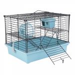 Клетка №1 двухэтажная, в комлекте домик, миска, колесо 33х24х28см, бирюзовая для грызунов РПК191=бирюз