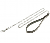 Поводок-цепь V.I.Pet с ручкой (нат.кожа,чёрная) 2,0мм * 44' (110cм)