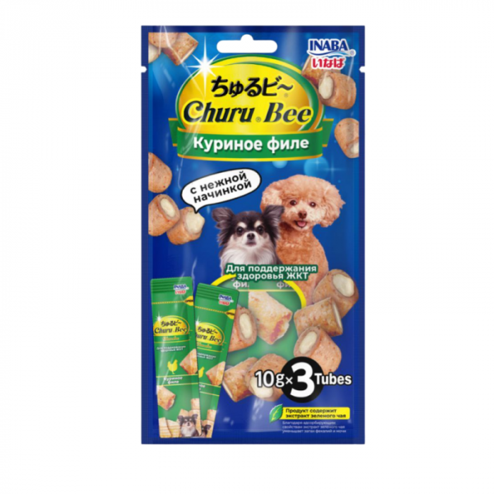 Inaba Churu Bee 0,01кг*3шт RUD1001 Запеченные трубочки для собак Куриное филе для здоровья