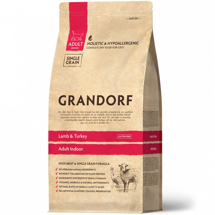 GRANDORF 0,4кг CAT INDOOR Lamb&Turkey (ягнёнок с индейкой для кошек) 