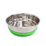 Миска (Triol) металлический с салатовой резинкой, 0,49л.