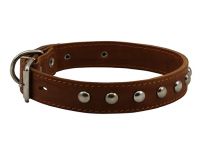 Ошейник (Каскад) кожаный с украшением с синтепоном шир. 25 мм, обхват шеи от 39 до 51см