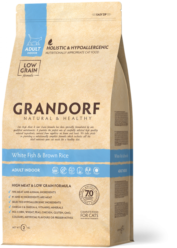 GRANDORF 2кг CAT White Fish&Turkey SKIN&CARE (белая рыба с индейкой-забота о коже и шерсти д/кошек) 