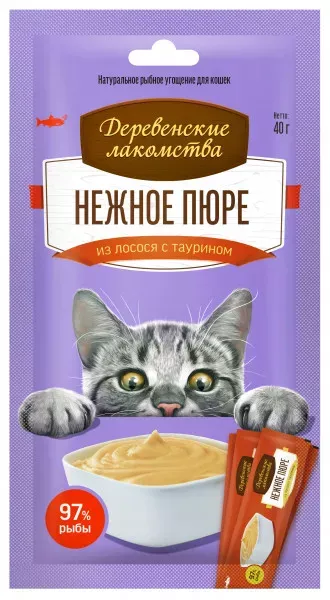 Деревенские лакомства 4х0,01кг пюре нежное из лосося (72510025)