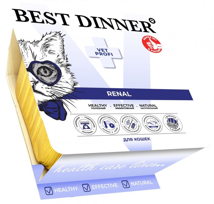 Best Dinner Vet Profi Renal 0,1кг (диета при почечной недостаточности) ягненок паштет для кошек (406517)