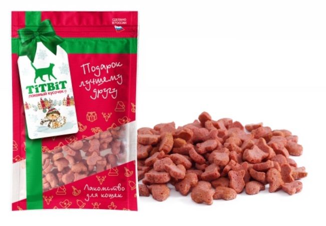 TiTBiT 0,08кг крекер рыбки лакомство для кошек (Новогодняя коллекция)