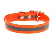 Ошейник (Каскад) из биотана со светоотражающей полосой шир. 12мм, обх. шеи. 24-28см, оранжевый