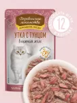 Деревенские лакомства Домашние обеды 0,07кг Утка с тунцом в нежном желе пауч для кошек (79218893) New