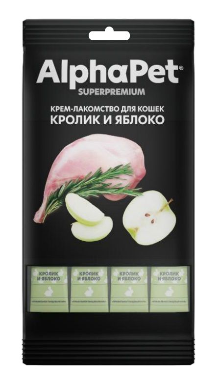 AlphaPet Superpremium (АльфаПет) 0,048кг крем-лакомство кролик яблоко для кошек (654844)