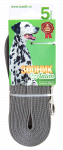 Поводок (Зооник) 5м* 20мм Лайт, капрон, с латексной нитью, серый