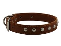 Ошейник (Каскад) кожаный с украшением с синтепоном шир. 30 мм, обхват шеи от 44 до 53см