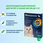 Милпразон (KRKA) 4/10мг 2таб. антигельминтик для котят и кошек весом до 2кг, 1таб./1-2кг (ЛИЦЕНЗИЯ)
