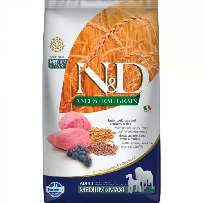 Farmina (Фармина) N&D Low Grain Dog  2,5кг низкозерновой ягненок, спельта, черника сухой для собак средних и крупных пород (4149)