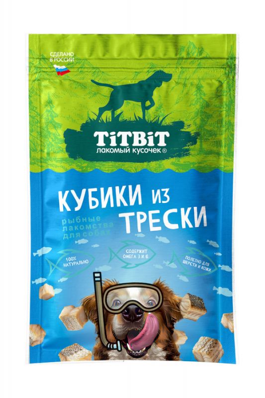 TitBit 0,08кг кубики из трески лакомство для собак