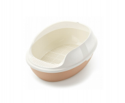 Туалет (Makar) с бортом овальный с бортом с решеткой 50*38*20 бежевый для кошек