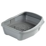 Туалет Сибирская кошка Евро глубокий с бортиком и сеткой (44х32х16) пепельный