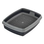 Туалет Сибирская кошка Мяус с сеткой высокие ножки и бортиком (40*30*9) телегрей