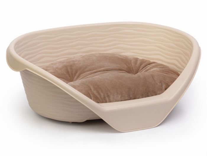 Лежанка (Alta) пластиковый с подушкой, бежевый, (61х41,55х20,5см)
