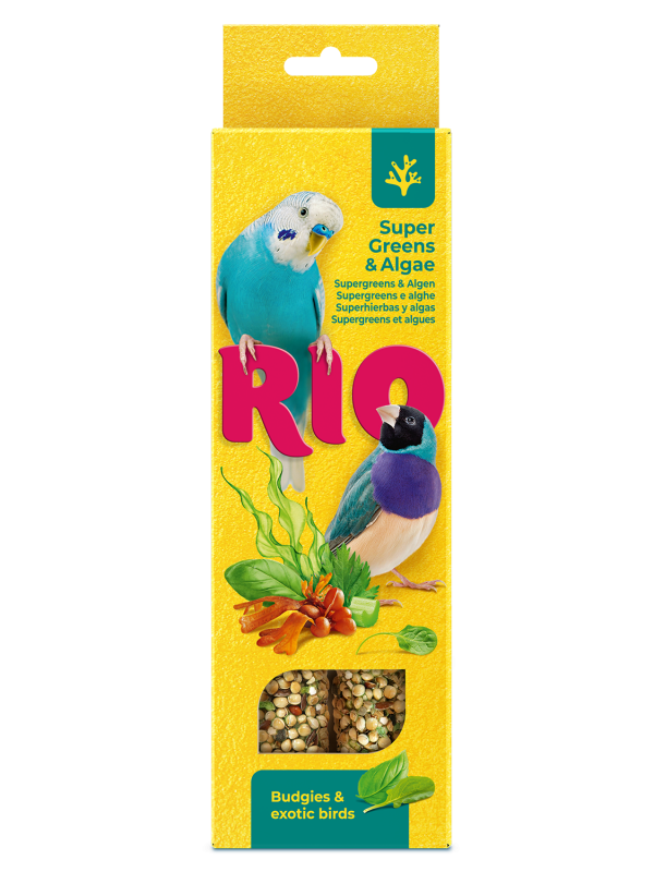 Rio палочки 0,04кг*2шт для волнистых попугайчиков и экзотов суперзелень и водоросли, 80г