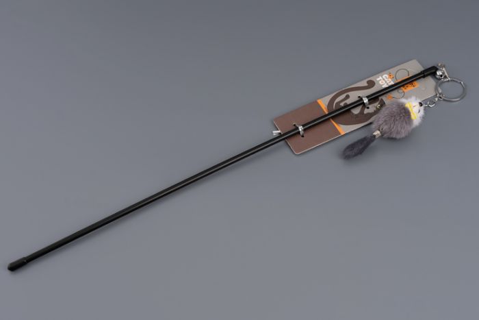 Дразнилка Wogy Мышка 9см (натуральный мех-норка) съемная на палочке l=45см для кошек