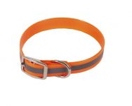 Ошейник (Каскад) из биотана со светоотражающей полосой шир. 15мм, обх. шеи. 26-35см, оранжевый
