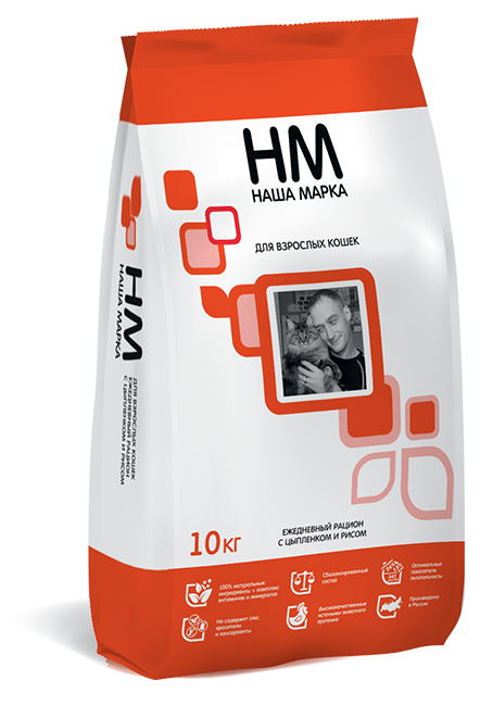 Наша Марка 10кг с цыпленком и рисом сухой корм для взрослых кошек (776213) NEW