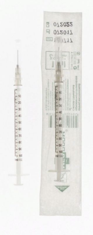 Шприц 1мл инсулиновый трехкомпонент с иглой 0,4х12 KOMETALINE (200шпр/уп)