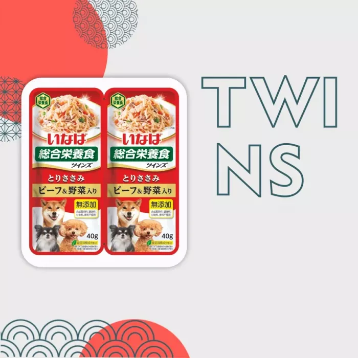 Inaba Twins 2*0,040кг Курица и говядина с овощами паучи для собак