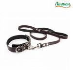 Комплект (Лаурон) ошейник 18 + поводок 10 (кожа)