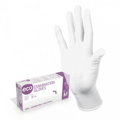 Перчатки (ECO) винил смотровые нестерильные опудренные, M 100шт/упак