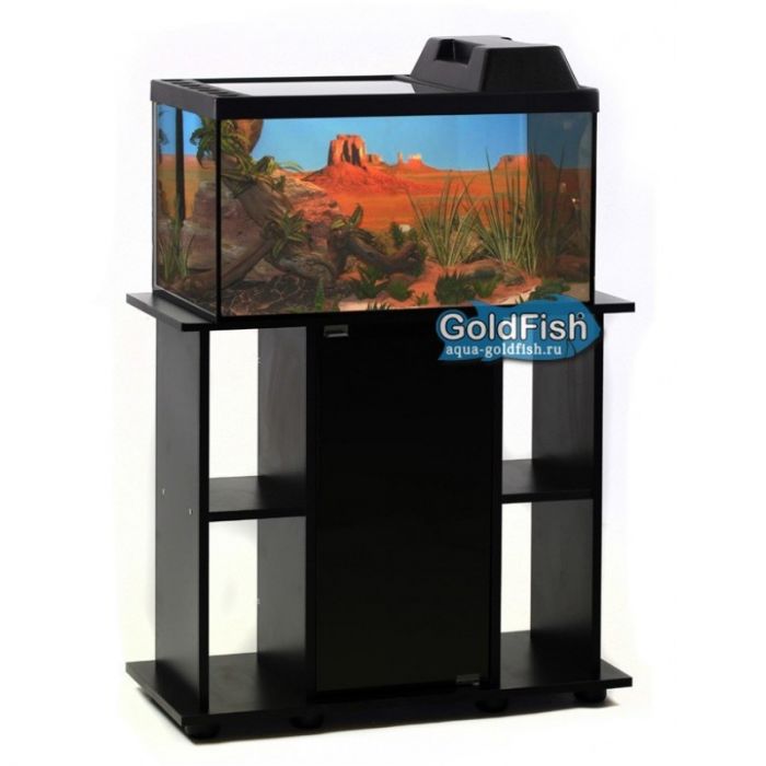 Террариум Голдфиш 25л (35,5*30,7*25) с черной крышкой и диод.лампой Тер25F Е14 чер