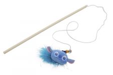 Дразнилка (Wogy) с колокольчиком и пером на деревянной палочке l=40см для кошек