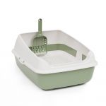 Туалет (Alta) Юта с высоким бортиком, сеткой и совком, оливковый (50,5*39*23,5см)