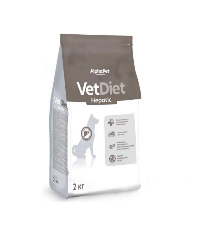 AlphaPet Vet Diet (АльфаПет) 2кг Hepatic сухой при заболеваниях печени для собак (655100)