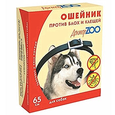 Ошейник (ДокторZoo) (4мес) 65см черный от блох, клещей для собак (ЛИЦЕНЗИЯ)