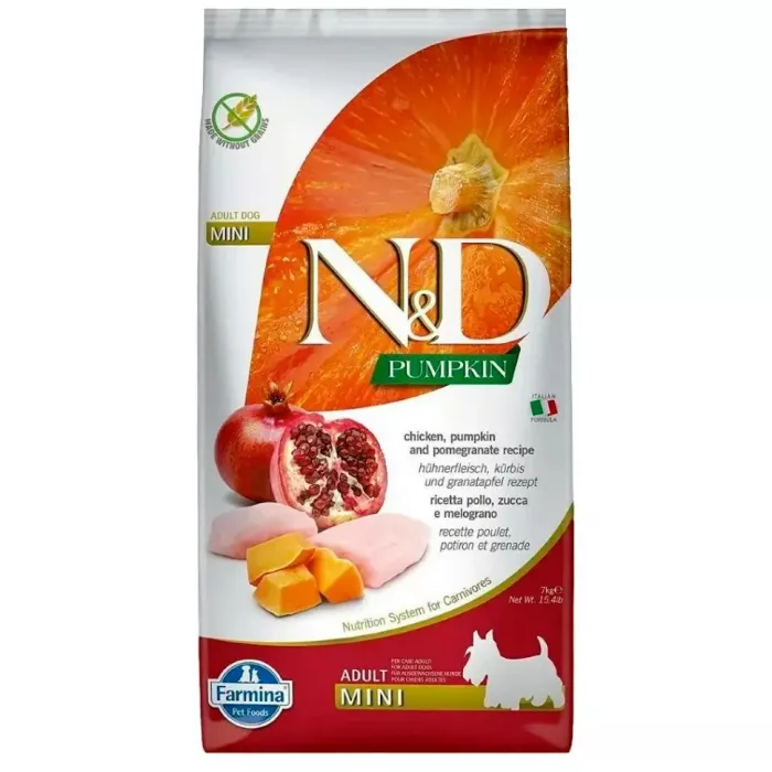 Farmina (Фармина) N&D Dog 7кг курица с гранатом и тыквой для взрослых собак мини пород (033635)